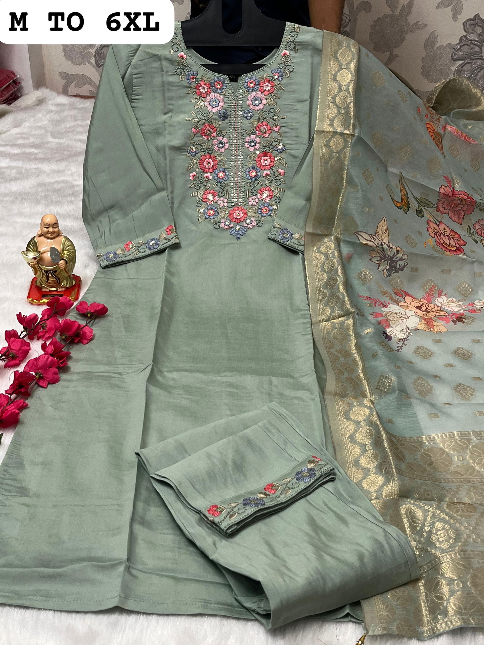 SV Pure Muslin And Viscose Designer Kurti With Bottom Dupatta Wholesale Shop In Surat
